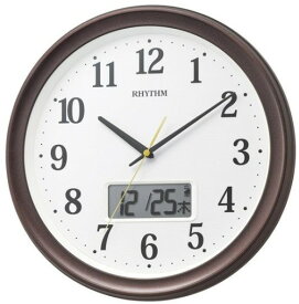 【送料無料】RHYTHM リズム時計 電波時計 みんなの文字採用 掛け時計 フィットウェーブリブA02 8FYA02SR06 カレンダー 温度湿度表示