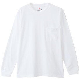 【ゆうパケットで送料無料】ヘインズ BEEFY-T H5196 Lサイズ ホワイト ロングスリーブTシャツ ポケット付き 無地 長袖 メンズ レディース ユニセックス Hanes ビーフィー コットン100% 白 ロングスリーブポケットTシャツ