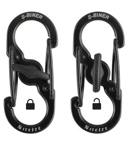【2/28までポイント10倍】【ゆうパケットで送料無料】NITE IZE NI02667 エスビナー マイクロロックスチール ブラック 2個入り Sカラビナー Sシリーズ マイクロロック ダブルリング ジッパー ナイトアイズ