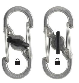 【2/28までポイント10倍】【ゆうパケットで送料無料】NITE IZE NI02668 エスビナー マイクロロックスチール ステンレスシルバー 2個入り Sカラビナー Sシリーズ マイクロロック ダブルリング ジッパー ナイトアイズ