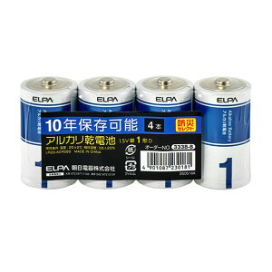 �y�䂤�p�P�b�g�ő��������zELPA LR20-AD4SBS �A���J�����d�r 1.5V �P1�` D �P1×4 �h�Гd�r 10�N�ۑ� 4�{�p�b�N �G���p