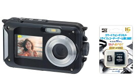 マイクロSDカード16GB付き【ゆうパケットで送料無料】防水防塵デジタルカメラ W150-VS-BK 水深3メートル防水でプールや海水浴にも 動画もOK ユーチューブにも VERSOS ベルソス コンパクトデジタルカメラ