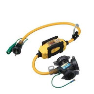 ハタヤ 漏電遮断器付 接地付 延長コード 0.7m 3口 BFX-013KC 屋外用