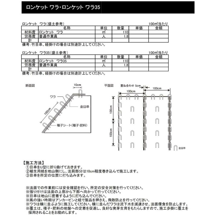 楽天市場】ロンタイ ロンケットワラ 1m×20m 20平米分 ワラ付張芝 ワラ 