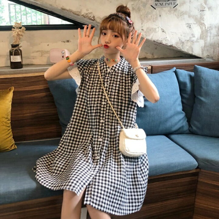 楽天市場 ギンガムチェック ワンピース 膝丈 重ね着風 フリル レース フレンチスリーブ ゆったり ガーリー フェミニン レトロ お揃いコーデ 双子 コーデ ガーリーコーデ イベント お出かけ デート 普段使い デイリー Op 123iu Imagibune 楽天市場店