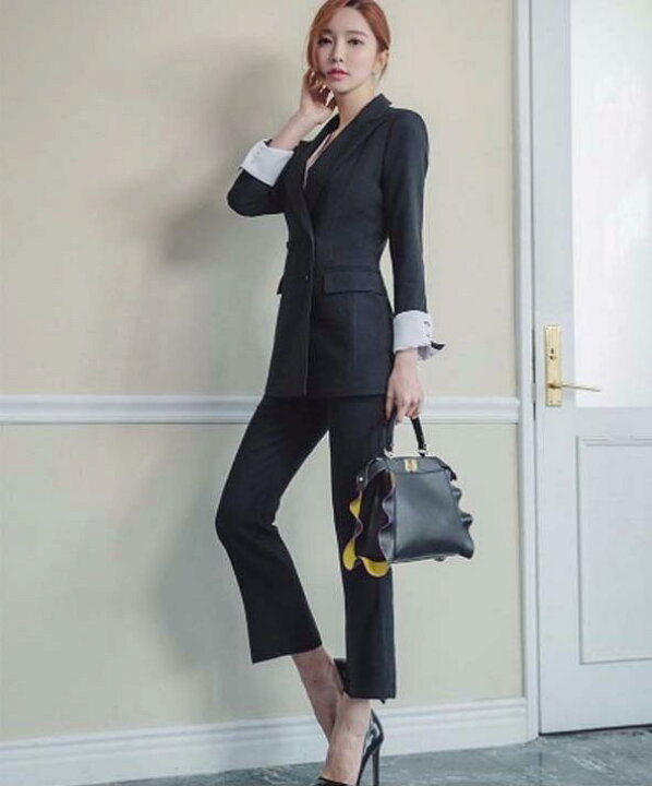 楽天市場 スタイリッシュ ターンナップカフス スーツ セットアップ 2ピース 上品 カッコいい ベストプロポーション 長袖 テーラード ダブルブレスト ジャケット パンツ ヌードピンク ブラック 全2色 キャリアウーマン オフィス 通勤 シティー Imagibune 楽天市場店