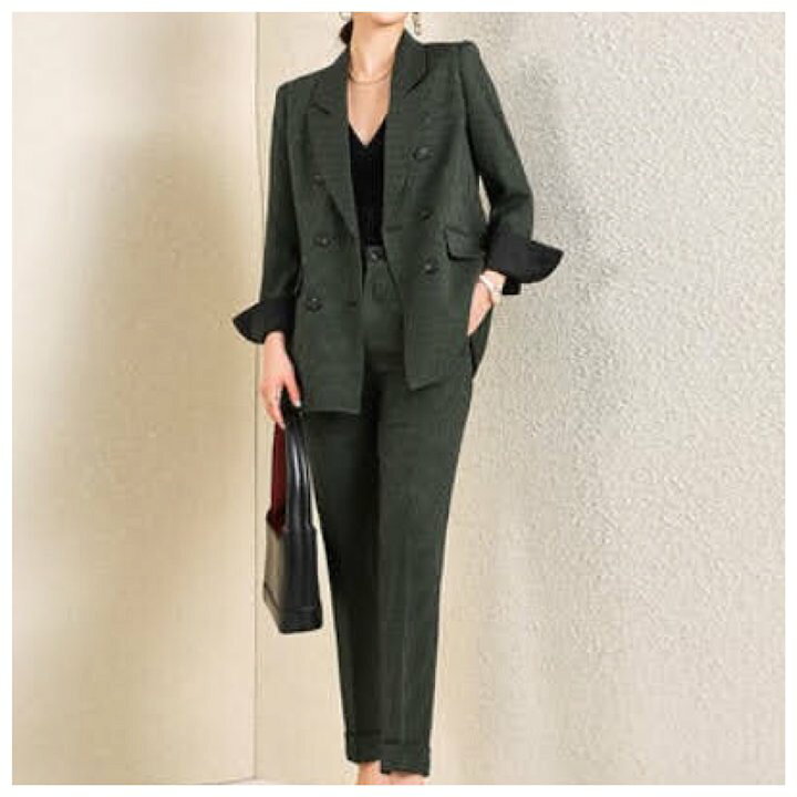 楽天市場】新作 ファッション ダークグリーン チェック柄 ダブル  