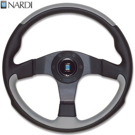 NARDI ナルディ　N802　ブラック/グレーレザー&ブラックスポーク　ステアリング　径350mm　NARDIホーンボタン、ホーンリング、ビス付属【お取り寄せ商品】【ハンドル、ステアリング】