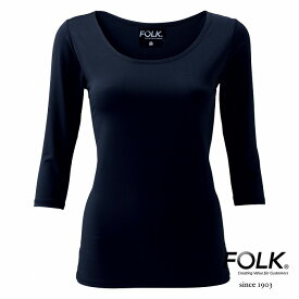 FOLK フォーク　9001-17 スクラブ専用インナー　レディスカットソー 7.5分袖　ネイビー【お取り寄せ製品】【スクラブ、医療ユニホーム、白衣、メディカルウェア、スクラブ、メディカル製品】