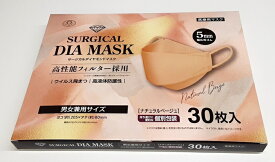 在庫限り【送料無料】サージカルダイヤモンドマスク 30枚 ナチュラルベージュ マスク 不織布 立体 立体マスク 【医療用マスク】【お取り寄せ】　IDK＿マスク