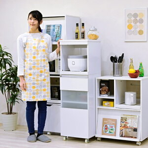 【新生活応援】JK-PLAN FKC-0010 ホワイト キッチンラック スリム キッチン レンジ台 レンジラック スライド キャスター付き すきま収納 隙間収納 幅40 奥行40 高さ127【メーカー直送】【同梱/代引