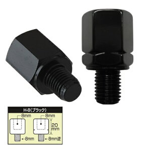 【ネコポス対応品】タナックス H-8 逆ネジアダプター 8mm ブラック【お取り寄せ商品】【TANAX/ナポレオンミラー】