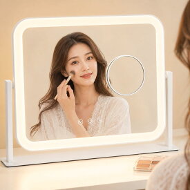 （レビュー特典あり） 女優ミラー ライト付き ハリウッドミラー 卓上 360°回転式 おしゃれ 卓上鏡 鏡 化粧鏡 10倍拡大 USBポート 壁掛け/卓上両用 メイクミラー クリスタルデザイン 昼白色 化粧鏡 三色照明モード ドレッサー 明るさ調節 新生活
