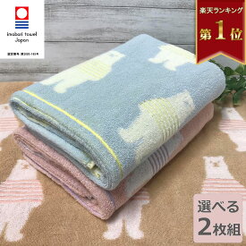 今治タオル バスタオル 2枚組 かわいい ボーダーベアー柄 60x120cm 送料無料 日本製 可愛い 保育園 幼稚園 入園 お昼寝 お昼寝ケット 今治バスタオル プレゼント ギフト ふわふわ 吸水 キッズ 子供 バスタオル アニマル