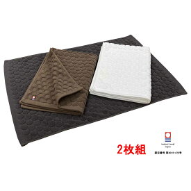 今治タオル バスマット 2枚組 ドット柄 44x64cm 吸水 速乾 足拭きマット お風呂マット 浴室マット タオル地