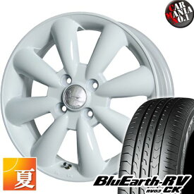 【タイヤ交換対象】【軽自動車】 サマータイヤ ホイールセット 4本セット 155/65R14 ヨコハマ ブルーアース RV03CK 14インチ ララパーム KC-8(ホワイト) 14×4.5 4穴 PCD100