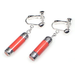 伊万里焼 おしゃれイヤリング。紅赤釉 プラチナ焼付け 下がりタイプ。【工房限定オリジナル商品】外国人お土産 母の日ギフト【楽ギフ_包装選択】【楽ギフ_メッセ入力】★送料無料