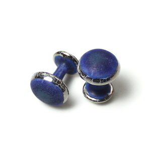 【工房限定】 オール磁器 高級 伊万里焼 カフスボタン  カフリンクス。マット釉ブルー ベース  プラチナ合金 焼付け オリジナル作品。特許の強化磁器外国人 お土産 プレ