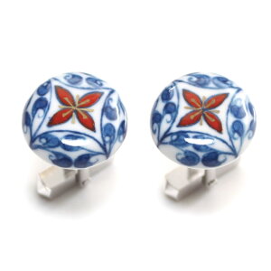 【工房限定オリジナル商品】伊万里焼 メンズ カフスボタン カフリンクス 染錦 唐草 文様【楽ギフ_包装選択】【楽ギフ_メッセ入力】★送料無料