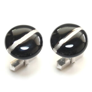 【工房限定オリジナル商品】メンズ ファッション 伊万里焼 カフスボタン カフリンクス。黒 プラチナ ライン。記念品 プレゼント【楽ギフ_包装選択】【楽ギフ_メッセ入力】