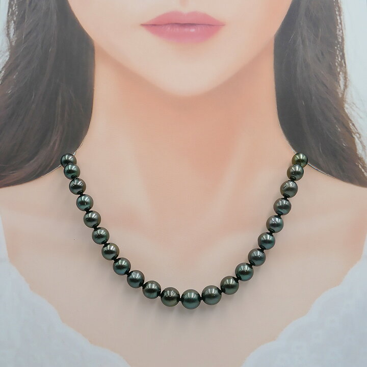 鑑別付】南洋黒蝶パールネックレス&イヤリングセット 8.1-12mm 約48g 