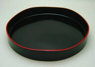 【茶器/茶道具　茶箱道具】　山道盆　黒真塗り　爪紅　本漆塗り　木製