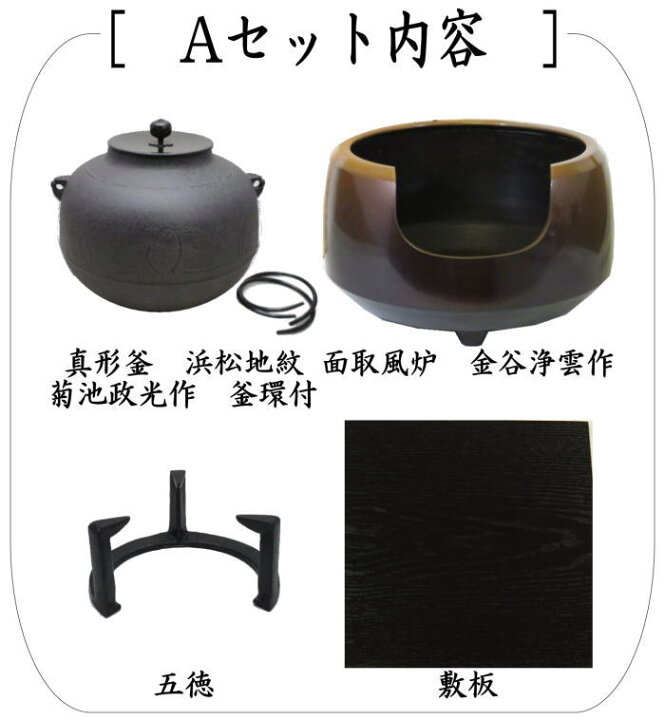 楽天市場】【茶器/茶道具 風炉＆風炉釜＆五徳＆敷板付】 面取風炉 金谷 