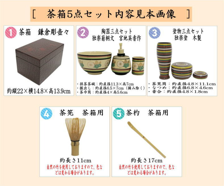 楽天市場】【茶器/茶道具 利休茶箱】 茶箱5点セット （茶箱 鎌倉彫壺々 