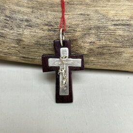 （メキシカンシルバー） ウッドとシルバーのペンダントヘッド 十字架（シルバー925）