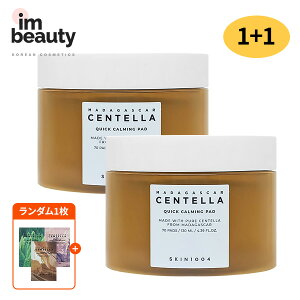 �y1+1�zSKIN1004 �Z���e���N�C�b�N�J�[�~���O�p�b�h 70�� (+free gift) / Madagascar Centella Quick Calming Pad / 3��ގh������ / �����Ɣ��̃L������ / 24���Ԑ����ی� / ���̒��� / ���� / �q���� / ��h������