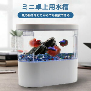 水槽セット LEDライト フィルターポンプ付き アクアリウム コードレス 水族館 オーナメント 自由研究 LED照明 水槽 セット卓上 玄関 リビング LEDランプ 水槽セット おしゃれ かわいい オブジ