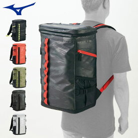 ミズノ スポーツバッグ メンズ レディース ターポリンバックパック 約30L MIZUNO 33JD0300 バックパック 小物が外から取り出せるクイックアクセス設計 スクエアバッグ