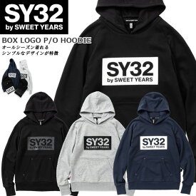 ☆SY32 by SWEET YEARS スウェット パーカー フーディー シャツ 長袖 フード付き ビッグロゴ カジュアル スウィートイヤーズ TNS1704-2 ブラック グレー ネイビー あす楽 送料無料