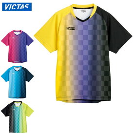 ネコポス ヴィクタス 卓球 スポーツウエア バーティカル グラデーション ゲームシャツ VICTAS 612101 半袖シャツ 吸汗速乾性に優れた素材 透けにくい生地 トレーニングウエア