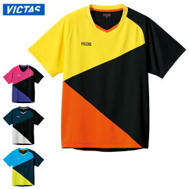 ネコポス ヴィクタス 卓球 スポーツウエア カラー ブロック ゲームシャツ VICTAS 612103 半袖シャツ 吸汗速乾性に優れた素材 ジュニアサイズ対応 トレーニングウエア