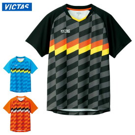 ネコポス ヴィクタス 卓球 スポーツウエア チェッカーラインゲームシャツ VICTAS 612111 半袖シャツ 吸汗速乾性に優れた素材 トレーニングウエア
