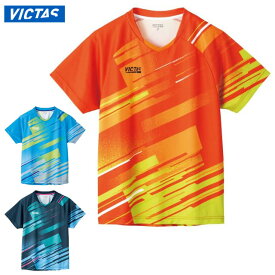 ネコポス ヴィクタス 卓球 スポーツウエア エナジーゲームシャツ VICTAS 612202 半袖シャツ 肌触りがよい素材を使用 斜めにはしるエネルギッシュなグラフィック トレーニングウエア