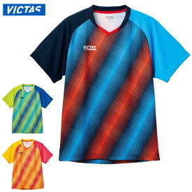 ネコポス ヴィクタス 卓球 スポーツウエア バイアスストライプ ゲームシャツ VICTAS 612301 半袖シャツ 吸汗速乾性に優れた素材を使用 ジュニアサイズ対応 トレーニングウエア