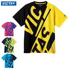ネコポス ヴィクタス 卓球 スポーツウエア ブロック ロゴ ティー VICTAS 632102 半袖 Tシャツ プラクティスシャツ ロゴを大胆に使用 優れた吸汗速乾性 トレーニングウエア