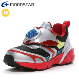 ムーンスター キッズシューズ ウルトラマン UT 155 シルバー/レッド MOONSTAR 12185621 子供靴 脱ぎ履きしやすい一本バンドのジョグタイプ 振動によって甲バンドのカラータイマー部が光る 夜間で