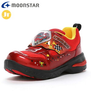 ムーンスター キッズシューズ ディズニー DN C1344 レッド MOONSTAR 12186112 子供靴 Disney カーズ ワンタッチで脱ぎ履きできる一本バンドのジョグタイプ 甲バンドのクリアドームにシャカシャカパ