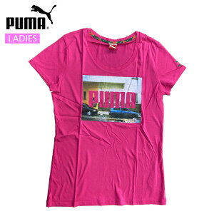 (Z)62 ネコポス プーマ スポーツウエア レディース ハーフスリーブシャツ PUMA 566895 半袖 Tシャツ トップス コットン ピンク ジム フィットネス デイリー カジュアルウエア ランニング ウォーキ