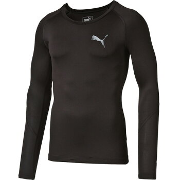 ☆プーマメンズインナーライトコンプレッション長袖ロングスリーブインナーシャツブラックBLKトレーニングウエアLitecompressionLSTeePUMA513186あす楽