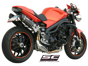 【正規輸入代理店】 SC-PROJECT - オーバル ツイン スリップオンサイレンサー (消音バッフル付属) SPEED TRIPLE 1050 '07-10 トライアンフ スピードトリプル1050 マフラー サイレンサー