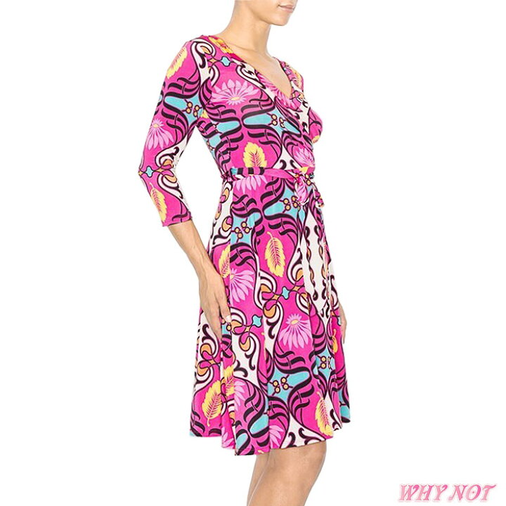 楽天市場】ワンピース 膝丈 7分袖 Vネック カシュクール LAインポート  