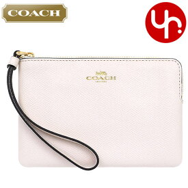 コーチ COACH 小物 ポーチ F58032 チョーク 特別送料無料 コーチ ラグジュアリー クロスグレーン レザー コーナー ジップ リストレット アウトレット レディース ブランド 通販