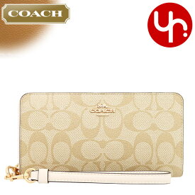 コーチ COACH 財布 長財布 FC4452 C4452 ライトカーキ×チョーク 特別送料無料 ラグジュアリー シグネチャー ロング ジップ アラウンド ウォレット （ストラップ付き） アウトレット品 レディース ブランド 通販