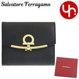 サルヴァトーレ フェラガモ Salvatore Ferragamo 財布 二つ折り財布 22 C877 ネロ 特別送料無料 ガンチーニ クリップ クロージャー カーフ レザー バイフォールド ウォレット レディース ブランド 通販 2022SS