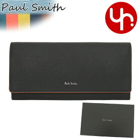 ポールスミス Paul Smith 財布 長財布 M1A 4608X FSTRGS ブラック×ブルーグリーン 特別送料無料 ストロー グレイン レザー ラージ マルチストライプ ライニング フラップ ウォレット メンズ ブランド 通販 2022