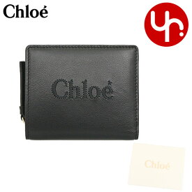 クロエ chloe 財布 二つ折り財布 CHC23SP867 I10 ブラック 特別送料無料 CHLOE SENSE クロエ センス シャイニー カーフ レザー コンパクト ウォレット レディース ブランド 通販 2023SS